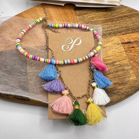 Plunder Design Jewelry Chrissy Colorful Tassel Necklace Beaded Choker Boho Chic - Picture 5 of 6